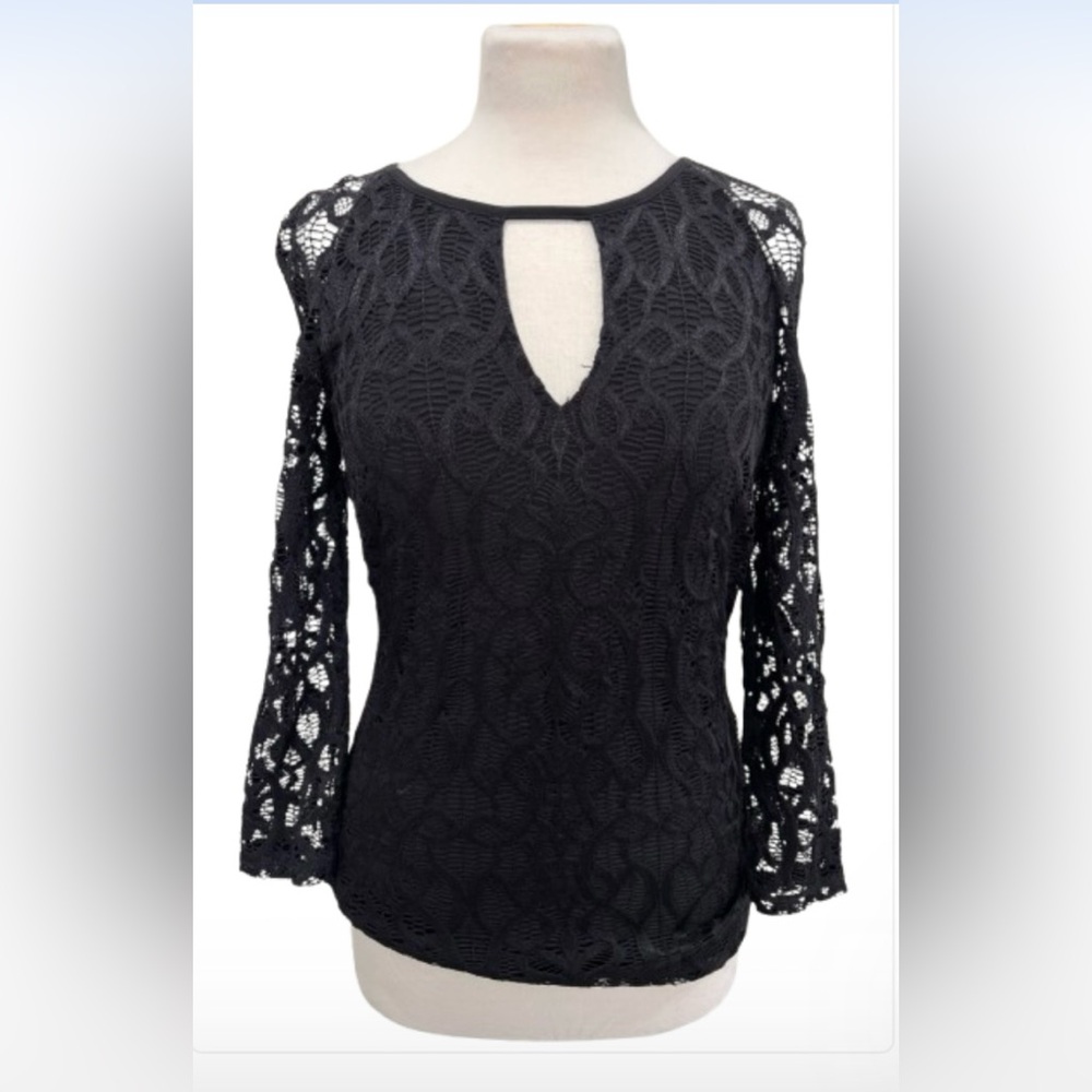 Size M Cache Elegant Black Lace Women's Top